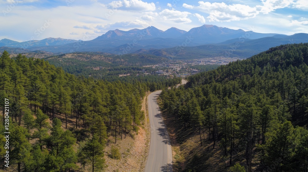 8K serene drone perspective of a mountain road 8K serene drone perspective of a mountain road