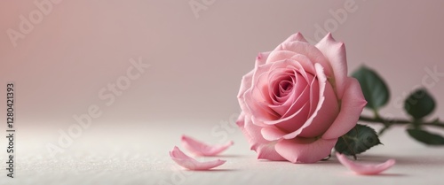 Pink rose celebrating mother's day on light pink background