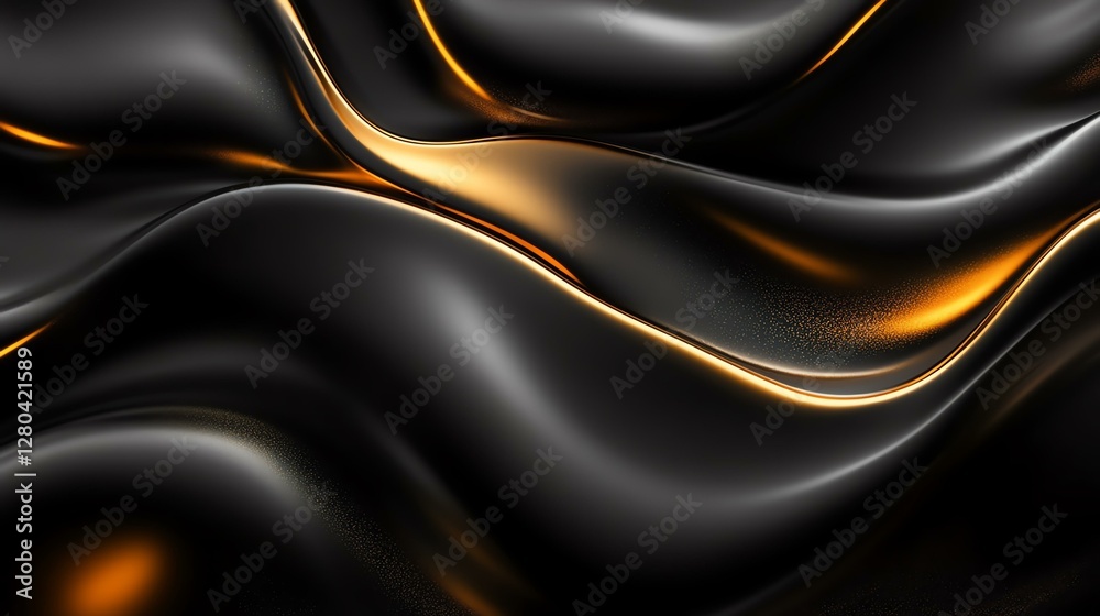 Fototapeta premium Smooth black and gold wave abstract design.