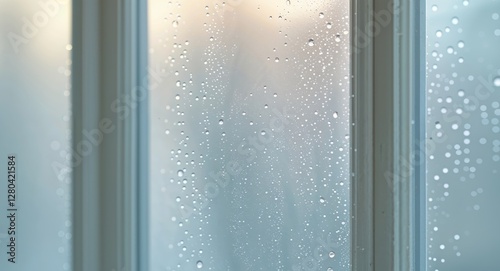 Soft Focus Window with Droplets in Cool Daylight photo