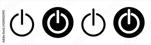 Collection of power icon sets. with line and flat styles. icons for applications and websites. Vector Illustrations.