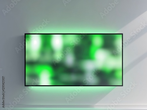 Modern Green Screen Display Mockup on Wall for Digital Content photo