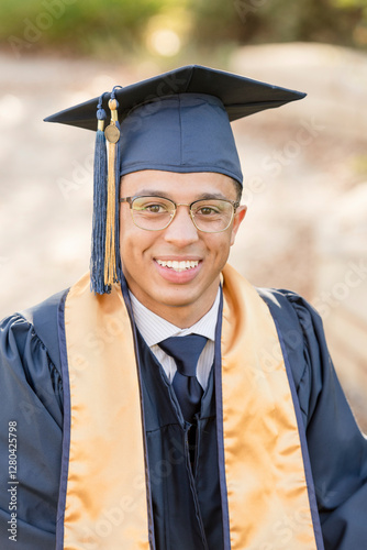 Proud graduate celebrating a major milestone photo