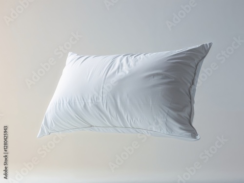 White Pillow Mockup Soft Cotton Floating Relaxation Comfort photo