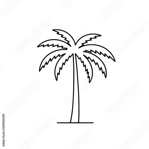 Tropical Palm Silhouette: A minimalist line drawing of a palm tree, the quintessential symbol of tropical getaways and serene island life.