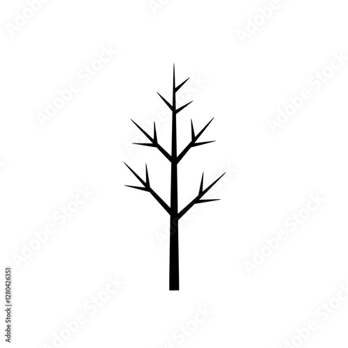 Silhouette of a Barren Tree: A minimalist monochrome depiction of a tree without leaves, its stark branches reaching skyward, capturing the essence of winter's chill or the quietude of dormancy.