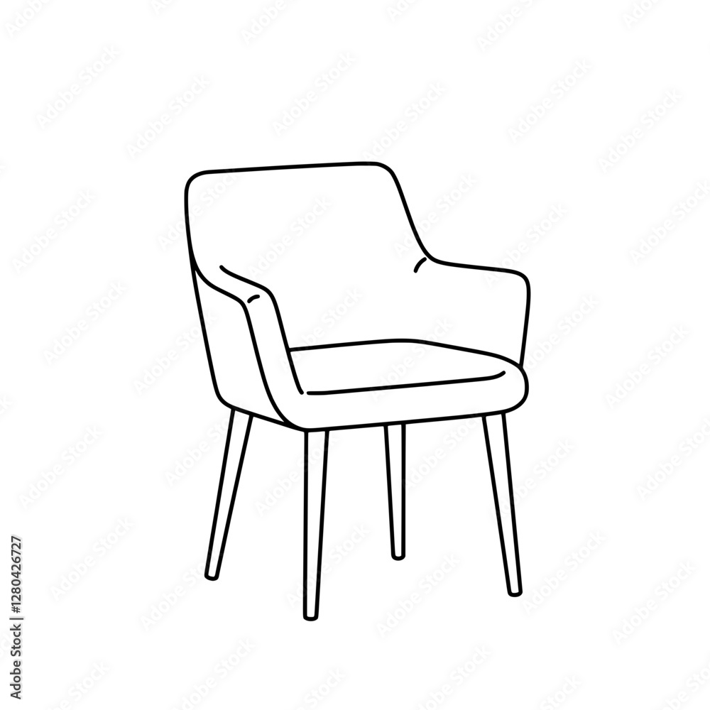 Minimalist Chair Design: A simple yet elegant line drawing of a modern chair, perfect for illustrating furniture design, interior decor, or minimalist themes. Minimalist Chair Design: A simple yet elegant line drawing of a modern chair, perfect for illustrating furniture design, interior decor, or minimalist themes.