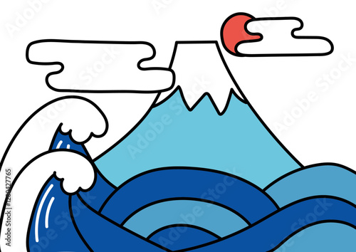 富士山の波のイラスト