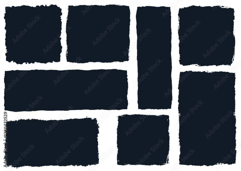 Set of Dark Blue vector rough edge rectangles