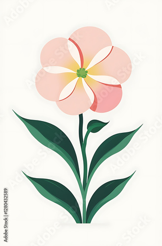 Vector art illustration of a begonia flower with light peach-colored petals and fine red lines radiating from the center. created with generatevie AI