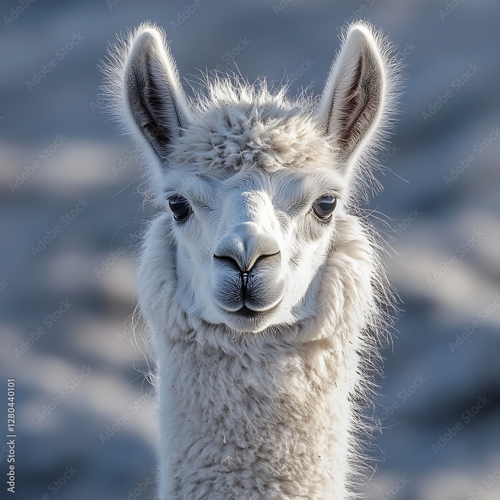 Obraz premium White Llama Portrait in Natural Light