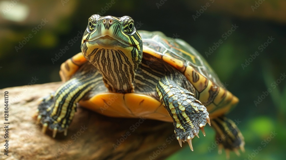 Obraz premium Closeup of a Turtle on a Branch