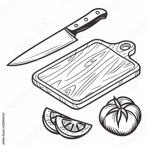 knife and cutting board