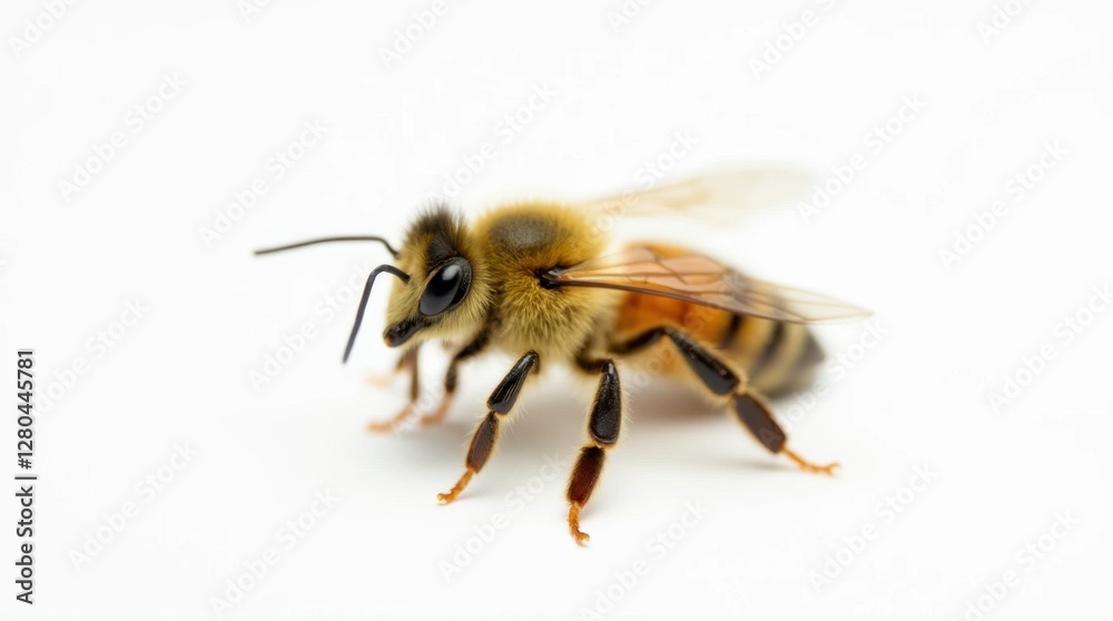Honeybee Close-up with Fuzzy Yellow and Black Stripes Honeybee Close-up with Fuzzy Yellow and Black Stripes