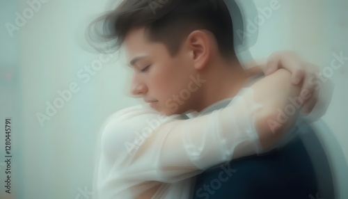 Romantic Couple Embrace in Soft Light - Love, Intimacy, and Connection Captured in Tender Moment of Affection