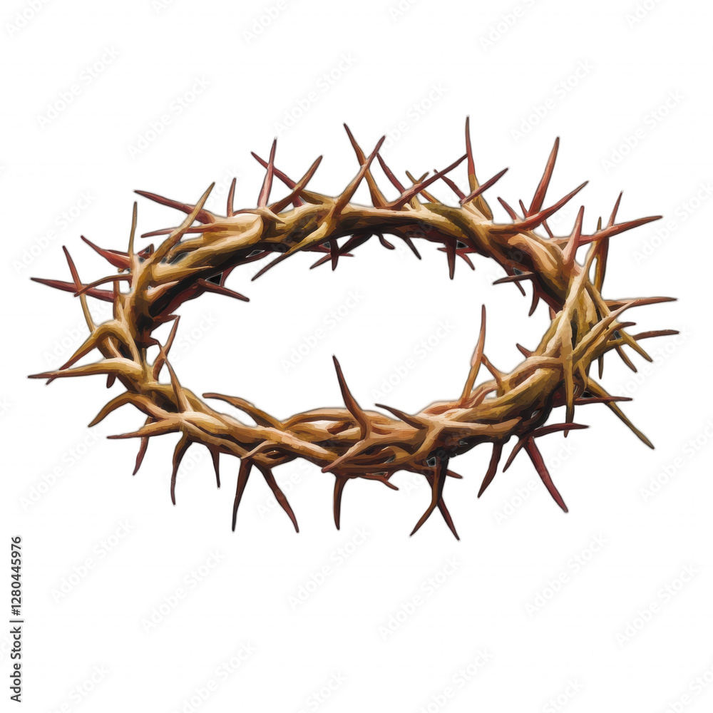 Obraz premium Hand-Drawn Easter Illustration of the Crown of Suffering- Religious Easter Cliparts 