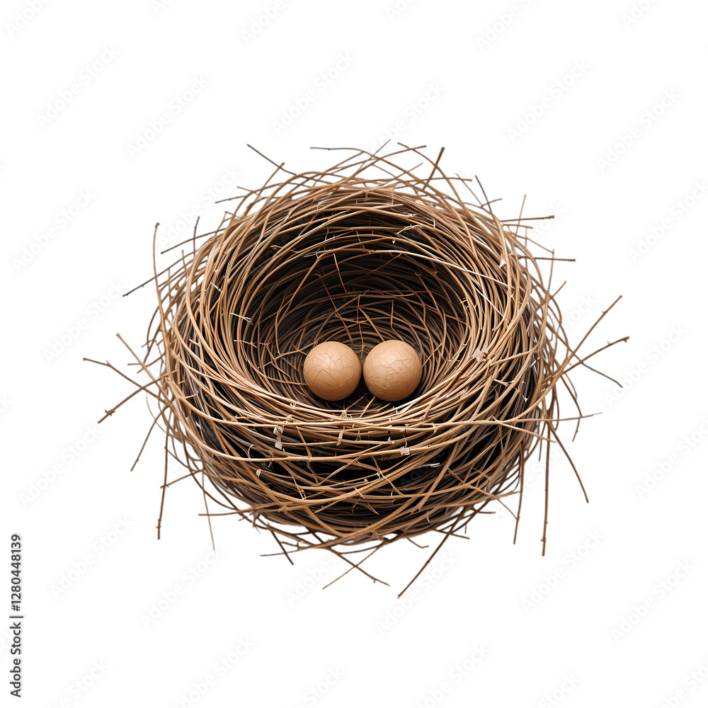 Bird Nest with Eggs: High-Res Stock Photo isolated on transparent background