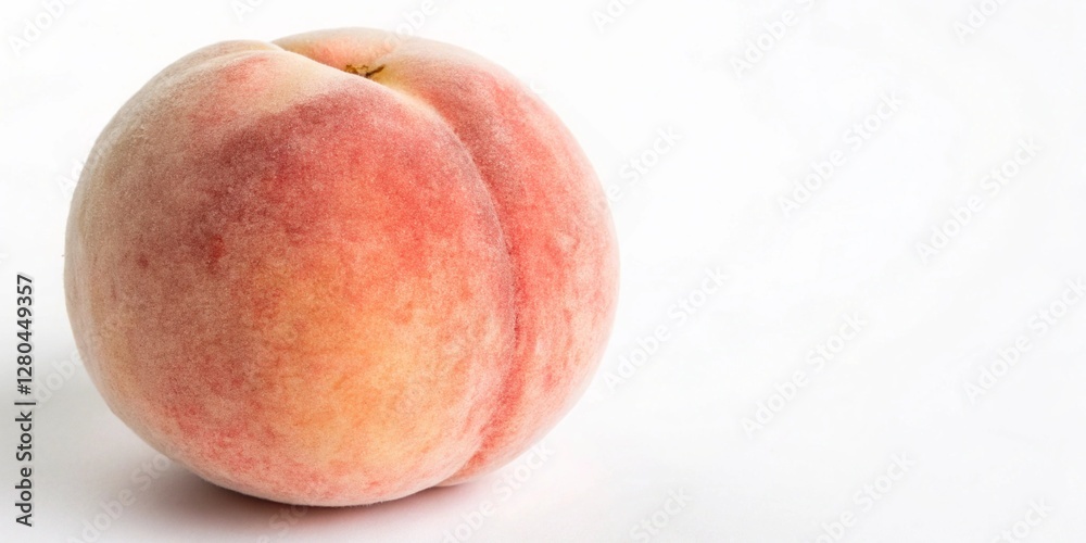 A single peach against a clean white background, highlighting its smooth skin and rich colors. A single peach against a clean white background, highlighting its smooth skin and rich colors.