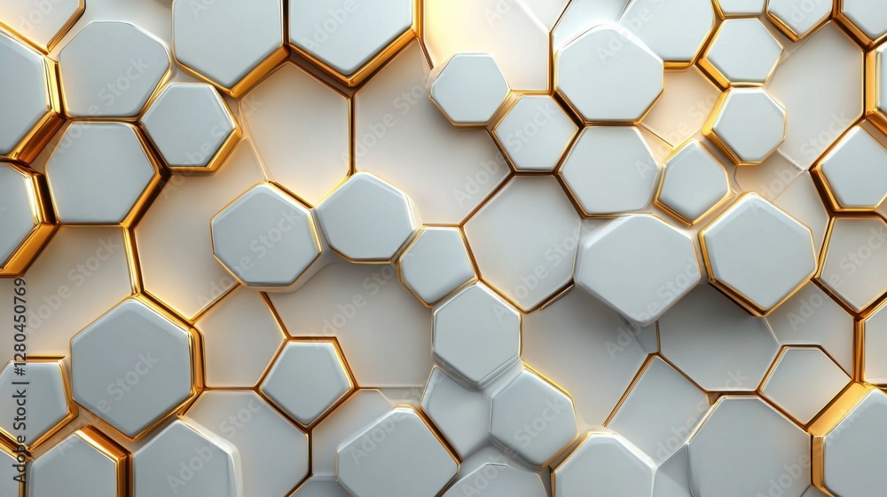 Elegant futuristic tech vector: Gold hexagonal patterns on white, abstract design Elegant futuristic tech vector: Gold hexagonal patterns on white, abstract design