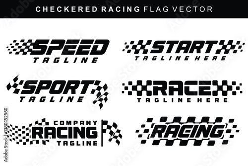 checkered racing flag vector and lettering concept