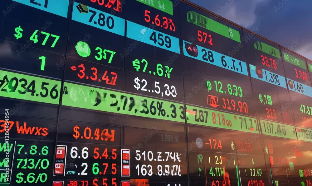 timelapse of market movements: the rise and fall of stocks