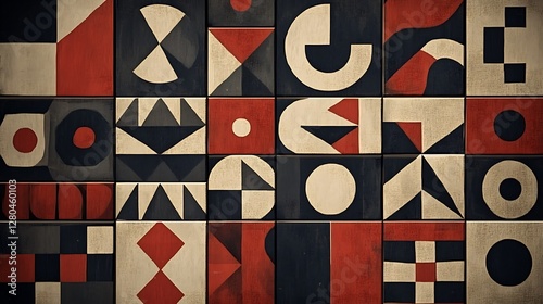 Abstract Geometric Tile Mosaic Artwork Design