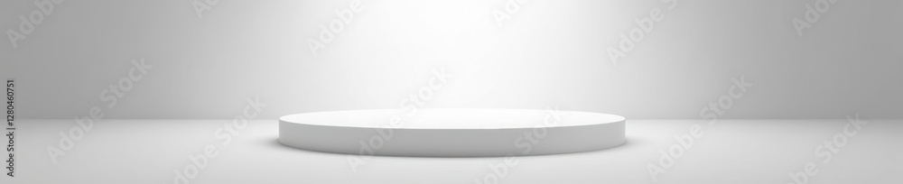 Gleaming white platform, sharply defined by spotlight, blank, sharp Gleaming white platform, sharply defined by spotlight, blank, sharp