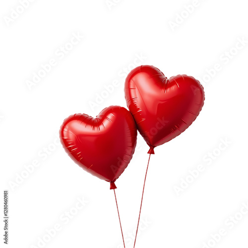 Romantic Red Heart Balloons: Valentine's Day Image isolated on transparent background