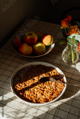 Homemade Apple Pie with Fresh Apples in Cozy Natural Light photo