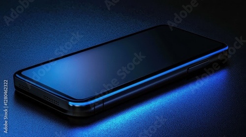 Wallpaper Mural Sleek Modern Smartphone with Blue Light Effects on Dark Surface Torontodigital.ca