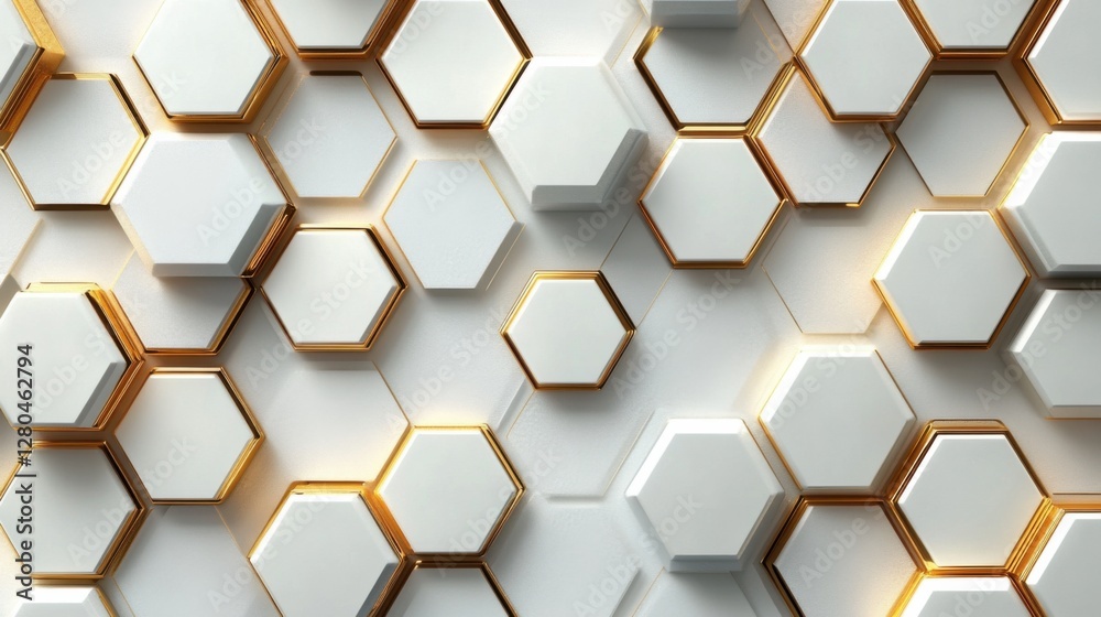 Elegant futuristic tech vector: Gold hexagonal patterns on white, abstract design Elegant futuristic tech vector: Gold hexagonal patterns on white, abstract design