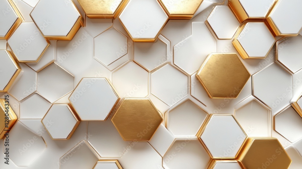 Elegant futuristic tech vector: Gold hexagonal patterns on white, abstract design Elegant futuristic tech vector: Gold hexagonal patterns on white, abstract design