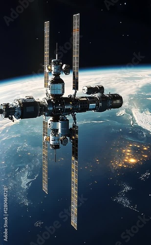 Satellite orbiting Earth, showcasing technology in space