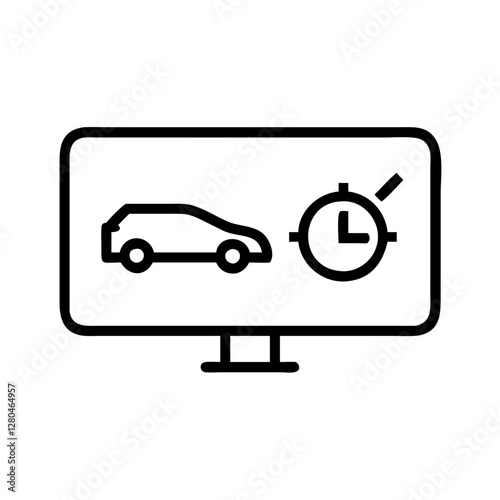 car service Hybrid car dashboard display icon in black outline style