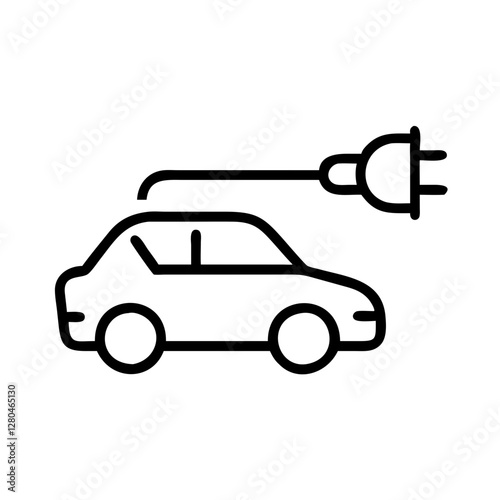car service Hybrid plug-in car icon in black outline style