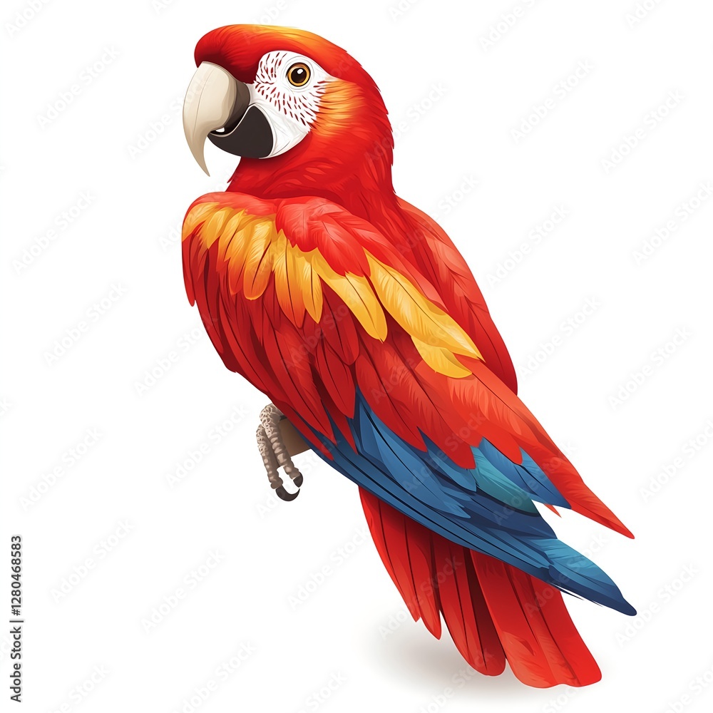 Obraz premium Vibrant Scarlet Macaw: A Jewel of the Tropics, perched majestically.