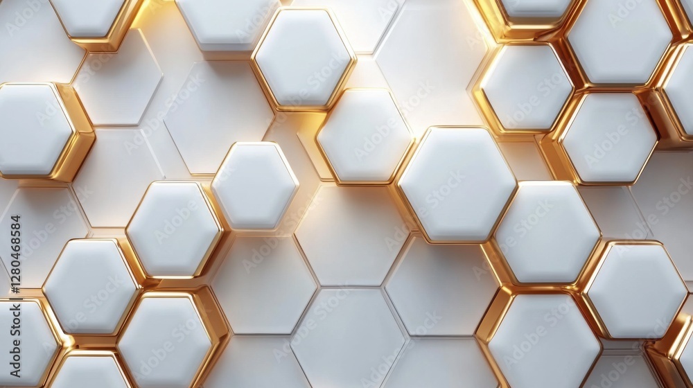 Elegant futuristic tech vector: Gold hexagonal patterns on white, abstract design Elegant futuristic tech vector: Gold hexagonal patterns on white, abstract design