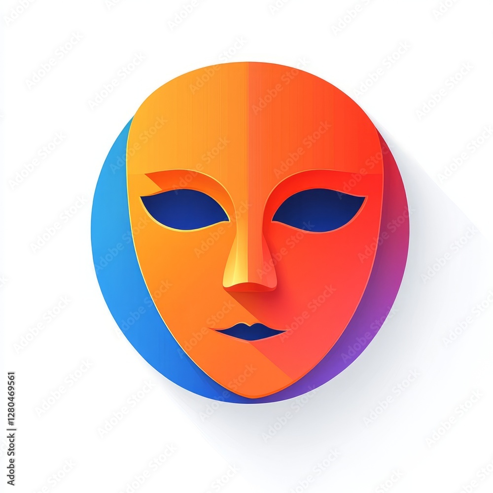 Vibrant Orange and Blue Venetian Mask Design Vibrant Orange and Blue Venetian Mask Design