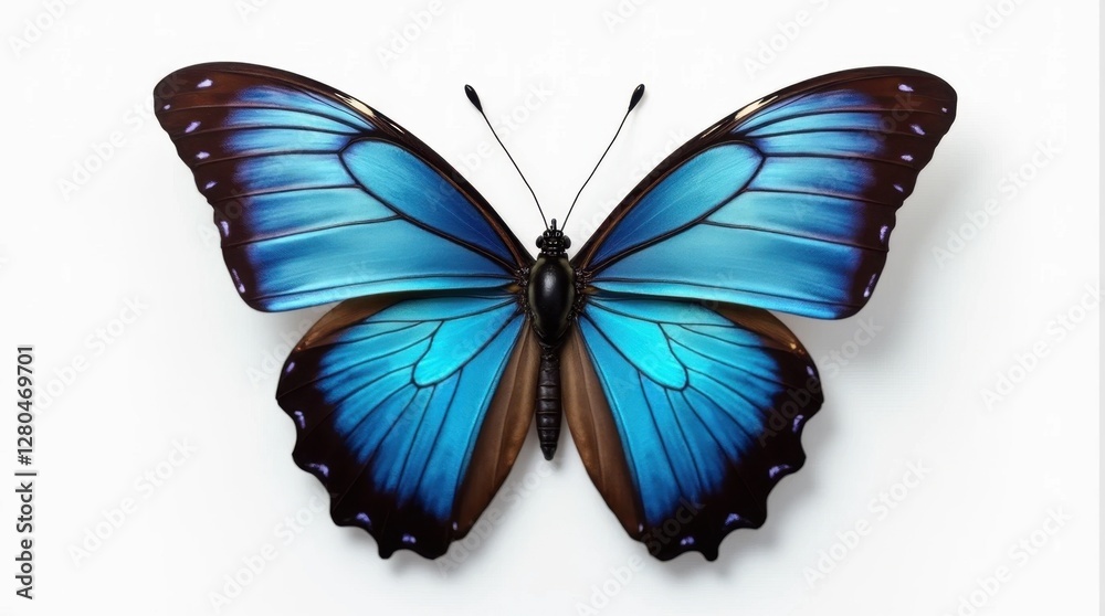 Obraz premium Blue Morpho Butterfly with Metallic Wings Close-up