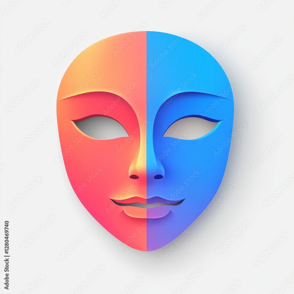 Dual-Colored Venetian Mask Design