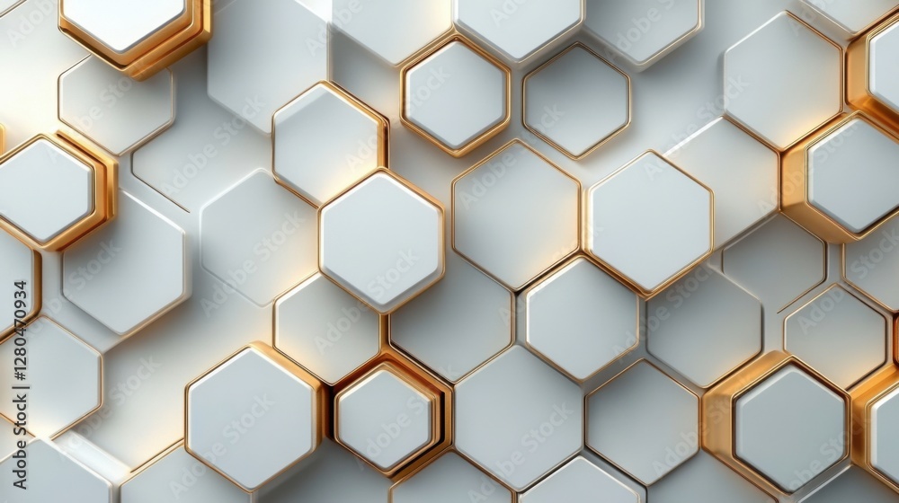 Elegant futuristic tech vector: Gold hexagonal patterns on white, abstract design Elegant futuristic tech vector: Gold hexagonal patterns on white, abstract design