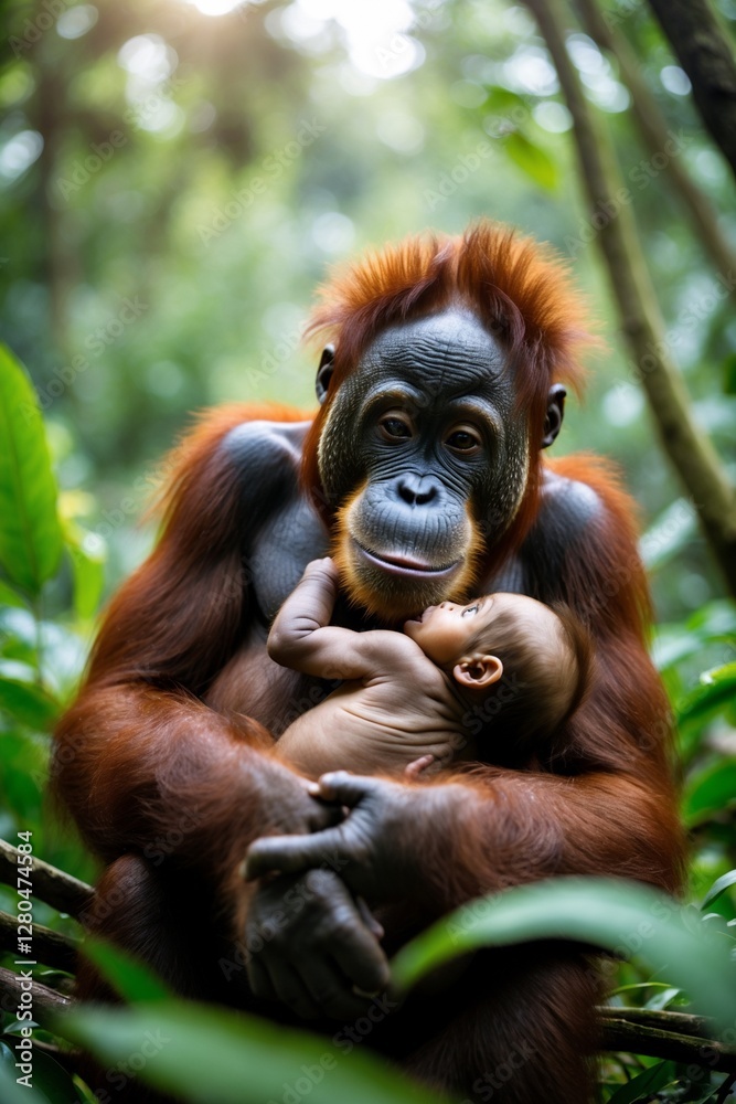 The orangutan is a large, intelligent ape native to the rainforests of Southeast Asia, particularly found in Borneo and Sumatra. Known for their reddish-brown fur and long, strong arms, orangutans The orangutan is a large, intelligent ape native to the rainforests of Southeast Asia, particularly found in Borneo and Sumatra. Known for their reddish-brown fur and long, strong arms, orangutans