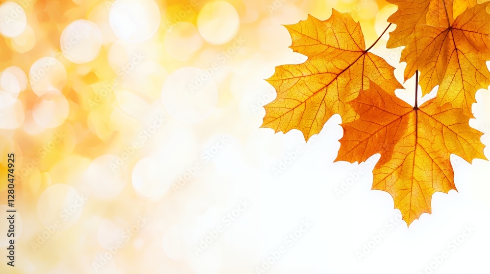 Fototapeta premium Autumn Maple Leaves with Bokeh Background