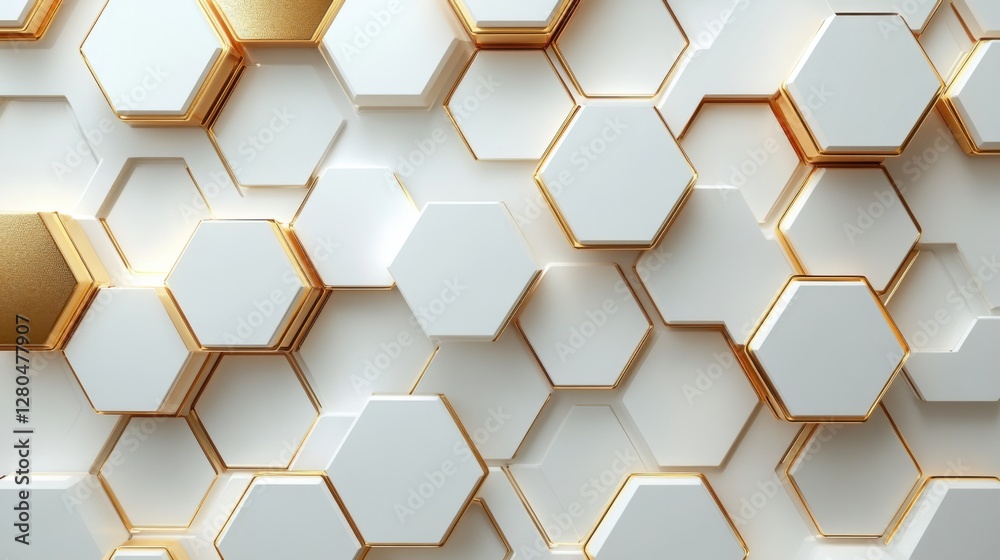 Elegant futuristic tech vector: Gold hexagonal patterns on white, abstract design Elegant futuristic tech vector: Gold hexagonal patterns on white, abstract design
