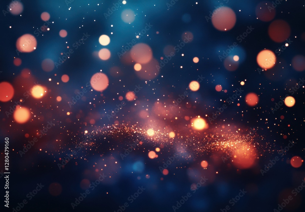 Fototapeta premium Vibrant Abstract Background with Colorful Bokeh Effects and Twinkling Lights in Blue and Orange Tones for Creative Design and Art Projects
