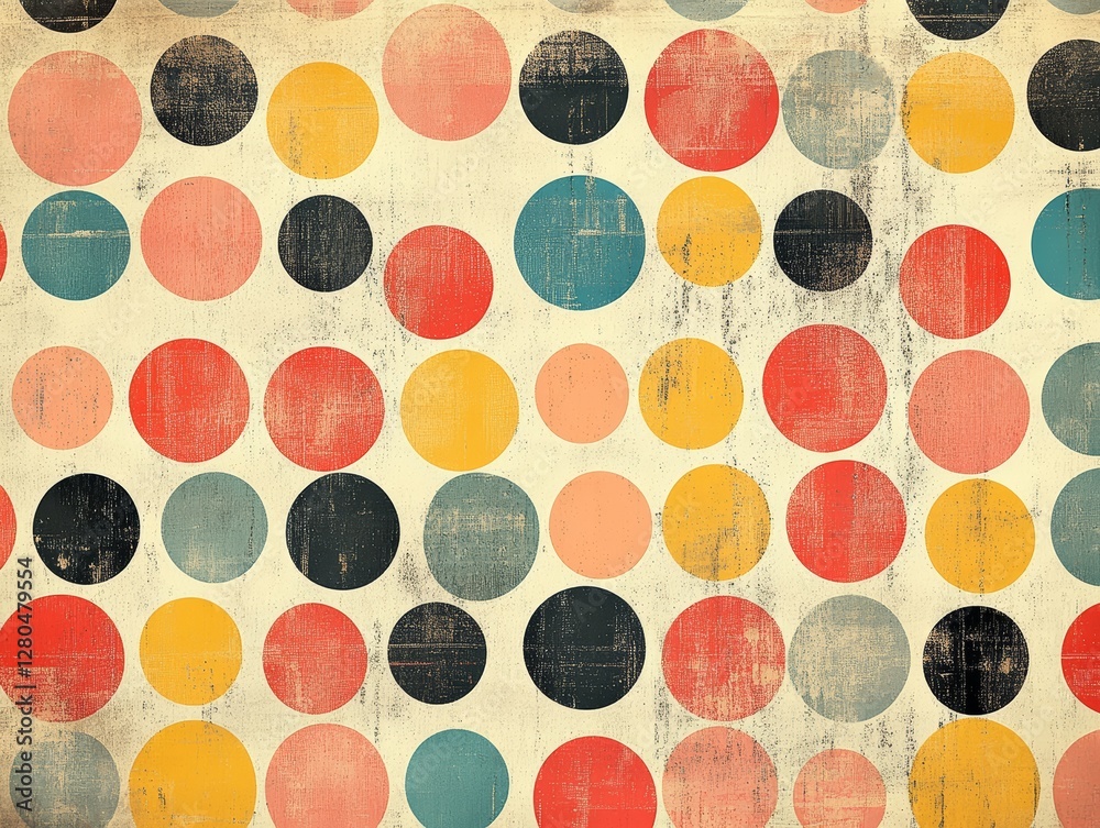 Retro Polka Dot Pattern Vintage Circles Texture Background