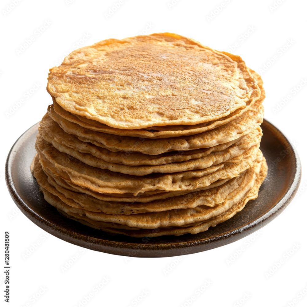 Delicious Pancakes Stack Photo on transparent background.