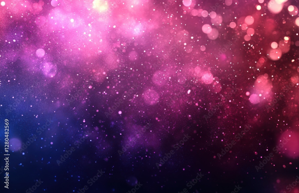 Obraz premium Vibrant Bokeh Background of Soft Pink and Purple Lights with Glimmering Sparkles for Abstract Artistic Creations and Digital Designs