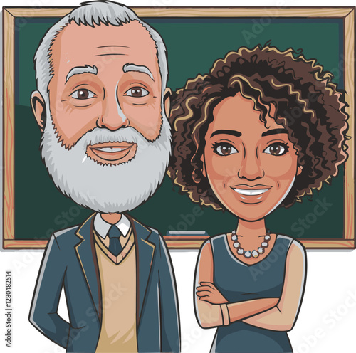 man and woman with blackboard 