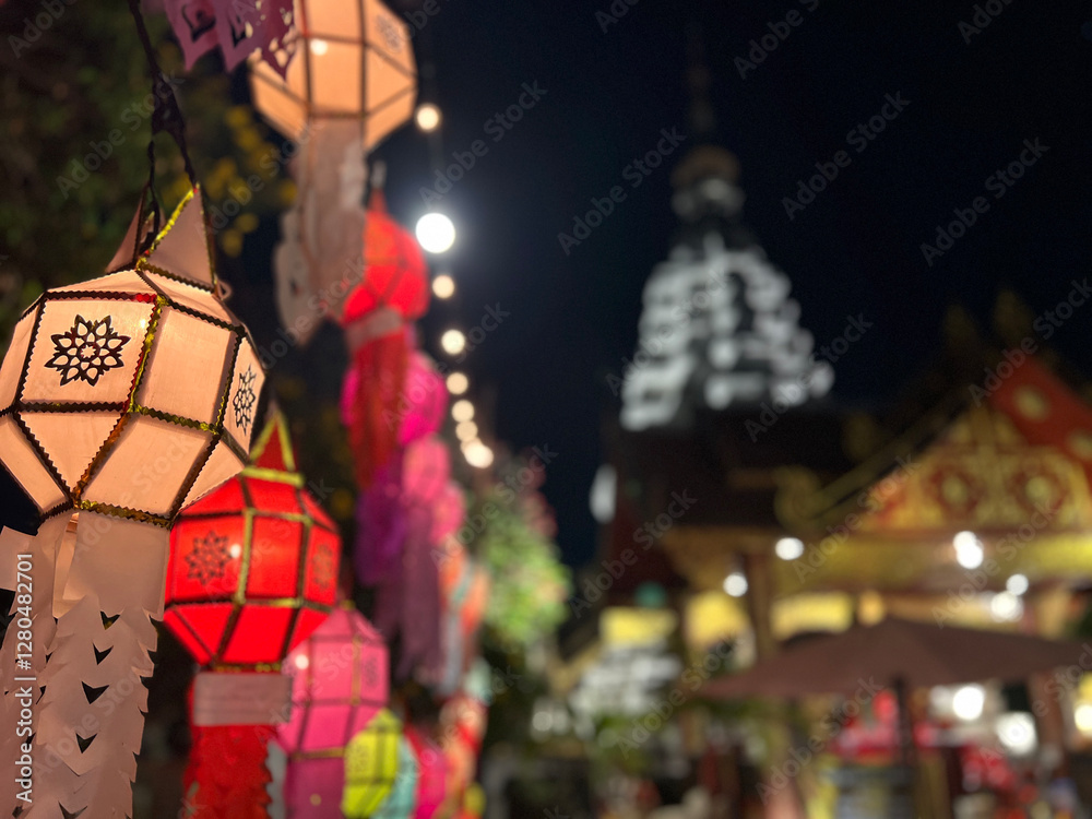 Lanterns at Wat Muen Tum Buddhist temple in Chiang Mai